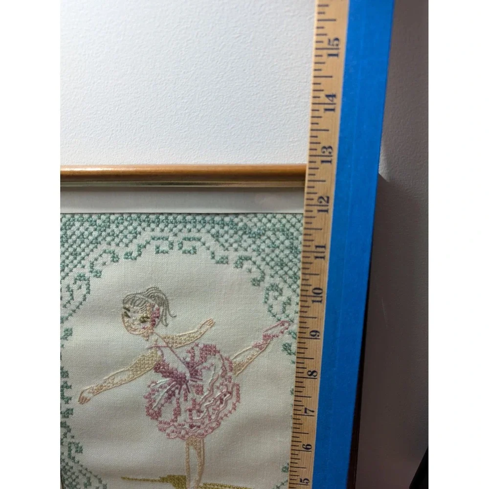 1968 Vintage‎ arabesc ballerina hand-stitched on linen frames